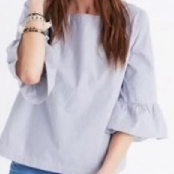 Madewell Tops - Madewell Blue Pinstripe Bell Sleeve Top - S
